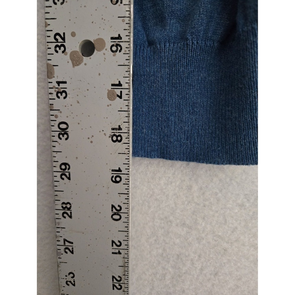 LL Bean Mens Blue V Neck Sweater L Red Cotton Cashmere Blend - Picture 7 of 9